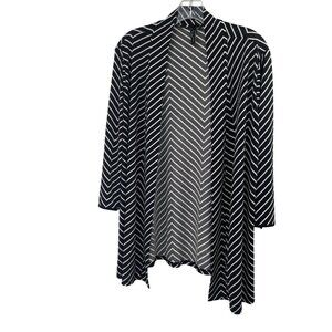 Zero 2 Eight Women's Striped Open Front Top 3/4 Sleeve Black/White Size 1X